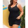 imageWomens Plus Size Tankini Swimsuit  Two Piece Bathing Suit with Shorts 2025 VWired Tummy Control SwimwearBlack