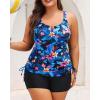imageWomens Plus Size Tankini Swimsuit  Two Piece Bathing Suit with Shorts 2025 VWired Tummy Control SwimwearBlue Floral