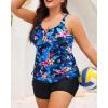 imageWomens Plus Size Tankini Swimsuit  Two Piece Bathing Suit with Shorts 2025 VWired Tummy Control SwimwearBlue Floral
