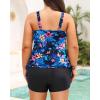 imageWomens Plus Size Tankini Swimsuit  Two Piece Bathing Suit with Shorts 2025 VWired Tummy Control SwimwearBlue Floral