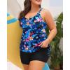 imageWomens Plus Size Tankini Swimsuit  Two Piece Bathing Suit with Shorts 2025 VWired Tummy Control SwimwearBlue Floral