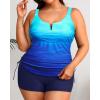 imageWomens Plus Size Tankini Swimsuit  Two Piece Bathing Suit with Shorts 2025 VWired Tummy Control SwimwearBlue Gradient