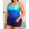 imageWomens Plus Size Tankini Swimsuit  Two Piece Bathing Suit with Shorts 2025 VWired Tummy Control SwimwearBlue Gradient