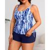 imageWomens Plus Size Tankini Swimsuit  Two Piece Bathing Suit with Shorts 2025 VWired Tummy Control SwimwearBlue Tie Dye
