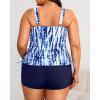 imageWomens Plus Size Tankini Swimsuit  Two Piece Bathing Suit with Shorts 2025 VWired Tummy Control SwimwearBlue Tie Dye