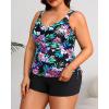 imageWomens Plus Size Tankini Swimsuit  Two Piece Bathing Suit with Shorts 2025 VWired Tummy Control SwimwearColorful Floral