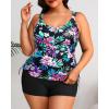 imageWomens Plus Size Tankini Swimsuit  Two Piece Bathing Suit with Shorts 2025 VWired Tummy Control SwimwearColorful Floral