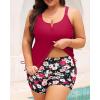 imageWomens Plus Size Tankini Swimsuit  Two Piece Bathing Suit with Shorts 2025 VWired Tummy Control SwimwearRed Flowers