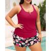 imageWomens Plus Size Tankini Swimsuit  Two Piece Bathing Suit with Shorts 2025 VWired Tummy Control SwimwearRed Flowers