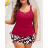 imageWomens Plus Size Tankini Swimsuit  Two Piece Bathing Suit with Shorts 2025 VWired Tummy Control SwimwearRed Flowers