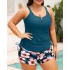 imageWomens Plus Size Tankini Swimsuit  Two Piece Bathing Suit with Shorts 2025 VWired Tummy Control SwimwearTeal Flower