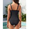 imageWomens Two Piece Swimsuits  Ruffle Flounce Tankini Tummy Control Bathing Suits V Neck SwimwearBlack 01