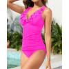 imageWomens Two Piece Swimsuits  Ruffle Flounce Tankini Tummy Control Bathing Suits V Neck SwimwearHot Pink