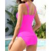 imageWomens Two Piece Swimsuits  Ruffle Flounce Tankini Tummy Control Bathing Suits V Neck SwimwearHot Pink
