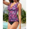 imageWomens Two Piece Swimsuits  Ruffle Flounce Tankini Tummy Control Bathing Suits V Neck SwimwearPink Flower