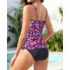 imageWomens Two Piece Swimsuits  Ruffle Flounce Tankini Tummy Control Bathing Suits V Neck SwimwearPink Flower