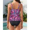 imageWomens Two Piece Swimsuits  Ruffle Flounce Tankini Tummy Control Bathing Suits V Neck SwimwearPink Flower