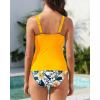 imageWomens Two Piece Swimsuits  Ruffle Flounce Tankini Tummy Control Bathing Suits V Neck SwimwearYellow Floral