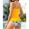 imageWomens Two Piece Swimsuits  Ruffle Flounce Tankini Tummy Control Bathing Suits V Neck SwimwearYellow Floral