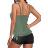 imageYonique 2 Piece Swimsuit for Women Blouson Tankini Top with Shorts Tummy Control Bathing SuitArmy Green