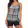imageYonique 2 Piece Swimsuit for Women Blouson Tankini Top with Shorts Tummy Control Bathing SuitBlack and White
