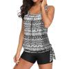 imageYonique 2 Piece Swimsuit for Women Blouson Tankini Top with Shorts Tummy Control Bathing SuitBlack and White