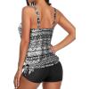 imageYonique 2 Piece Swimsuit for Women Blouson Tankini Top with Shorts Tummy Control Bathing SuitBlack and White