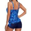 imageYonique 2 Piece Swimsuit for Women Blouson Tankini Top with Shorts Tummy Control Bathing SuitBlue Paisley