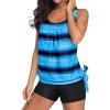 imageYonique 2 Piece Swimsuit for Women Blouson Tankini Top with Shorts Tummy Control Bathing SuitBlue and Black Color Block