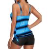 imageYonique 2 Piece Swimsuit for Women Blouson Tankini Top with Shorts Tummy Control Bathing SuitBlue and Black Color Block