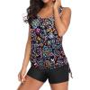 imageYonique 2 Piece Swimsuit for Women Blouson Tankini Top with Shorts Tummy Control Bathing SuitColorful Paisley