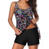 imageYonique 2 Piece Swimsuit for Women Blouson Tankini Top with Shorts Tummy Control Bathing SuitColorful Paisley
