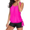 imageYonique 2 Piece Swimsuit for Women Blouson Tankini Top with Shorts Tummy Control Bathing SuitHot Pink