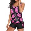 imageYonique 2 Piece Swimsuit for Women Blouson Tankini Top with Shorts Tummy Control Bathing SuitPink Floral