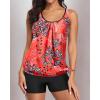 imageYonique 2 Piece Swimsuit for Women Blouson Tankini Top with Shorts Tummy Control Bathing SuitRed Floral