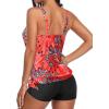 imageYonique 2 Piece Swimsuit for Women Blouson Tankini Top with Shorts Tummy Control Bathing SuitRed Floral