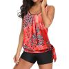 imageYonique 2 Piece Swimsuit for Women Blouson Tankini Top with Shorts Tummy Control Bathing SuitRed Floral