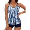 imageYonique 2 Piece Tankini Swimsuits for Women with Boy Shorts Athletic Swim Tank Top Bathing SuitsBlue Tie Dye