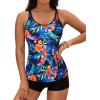 imageYonique 2 Piece Tankini Swimsuits for Women with Boy Shorts Athletic Swim Tank Top Bathing SuitsColorful Floral