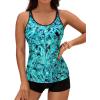 imageYonique 2 Piece Tankini Swimsuits for Women with Boy Shorts Athletic Swim Tank Top Bathing SuitsGreen Paisley