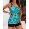 imageYonique 2 Piece Tankini Swimsuits for Women with Boy Shorts Athletic Swim Tank Top Bathing SuitsGreen Paisley