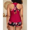 imageYonique 3 Piece Athletic Tankini Swimsuits for Women with Shorts Swim Tank Tops with Sports Bra and Boyshorts Bathing SuitsRed Floral