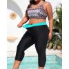 imageYonique 3 Piece Plus Size Swimsuits for Women Tankini Tops with Sports Bra and Swim Capris Athletic Bathing SuitsAqua Tribal