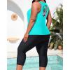 imageYonique 3 Piece Plus Size Swimsuits for Women Tankini Tops with Sports Bra and Swim Capris Athletic Bathing SuitsAqua Tribal