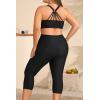 imageYonique 3 Piece Plus Size Swimsuits for Women Tankini Tops with Sports Bra and Swim Capris Athletic Bathing SuitsBlack