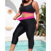 imageYonique 3 Piece Plus Size Swimsuits for Women Tankini Tops with Sports Bra and Swim Capris Athletic Bathing SuitsBlack Pink