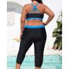 imageYonique 3 Piece Plus Size Swimsuits for Women Tankini Tops with Sports Bra and Swim Capris Athletic Bathing SuitsBlue Floral 02