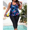 imageYonique 3 Piece Plus Size Swimsuits for Women Tankini Tops with Sports Bra and Swim Capris Athletic Bathing SuitsBlue Floral 02