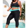 imageYonique 3 Piece Plus Size Swimsuits for Women Tankini Tops with Sports Bra and Swim Capris Athletic Bathing SuitsBlue Gradient