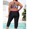 imageYonique 3 Piece Plus Size Swimsuits for Women Tankini Tops with Sports Bra and Swim Capris Athletic Bathing SuitsPurple Floral